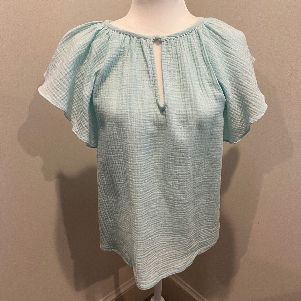 Evereve Roan & Ryan Elliot Gauze Top - Light Blue